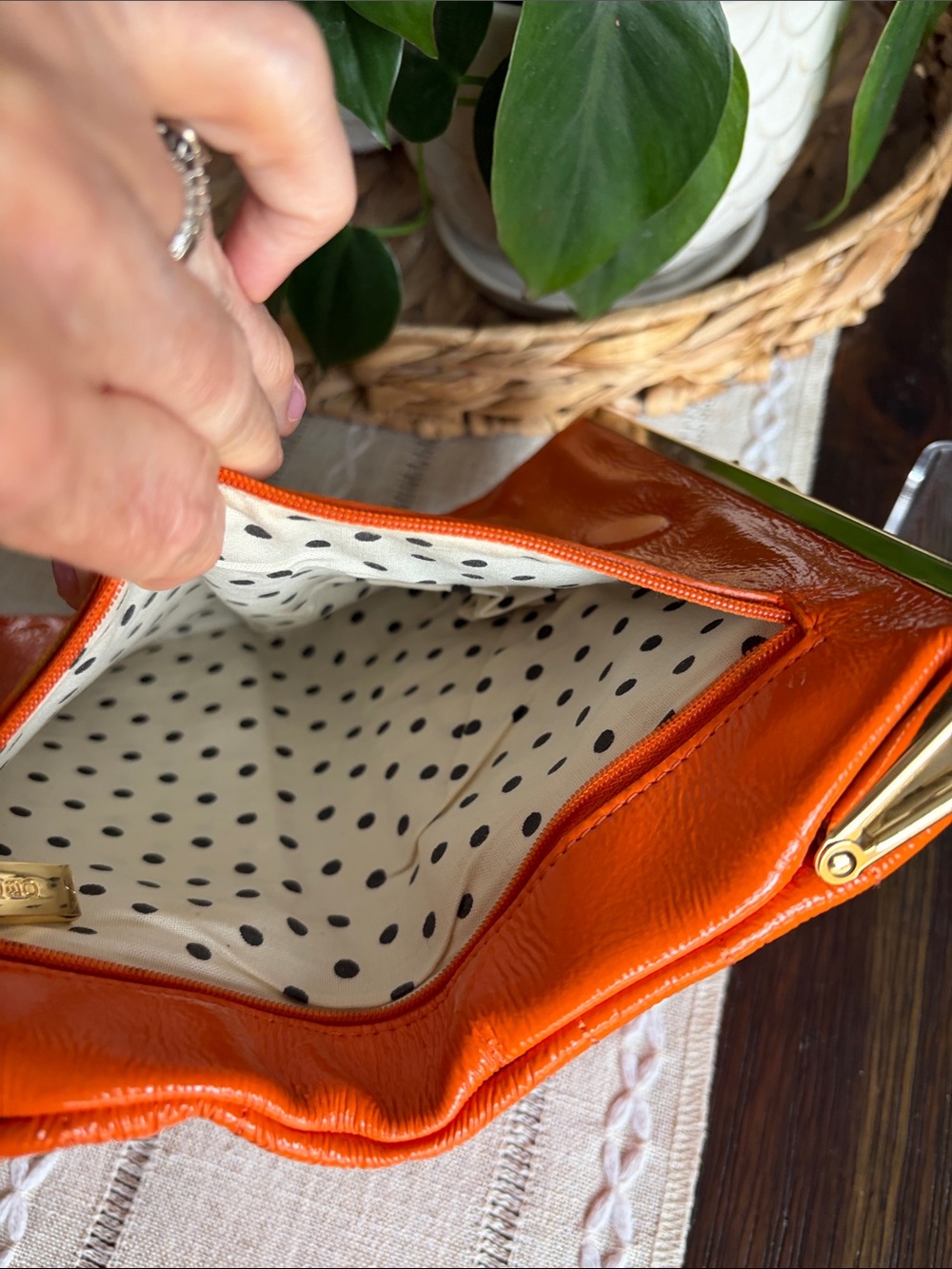 HOBO Lauren Clutch Orange Patent Frame Clutch - Picture 7 of 12